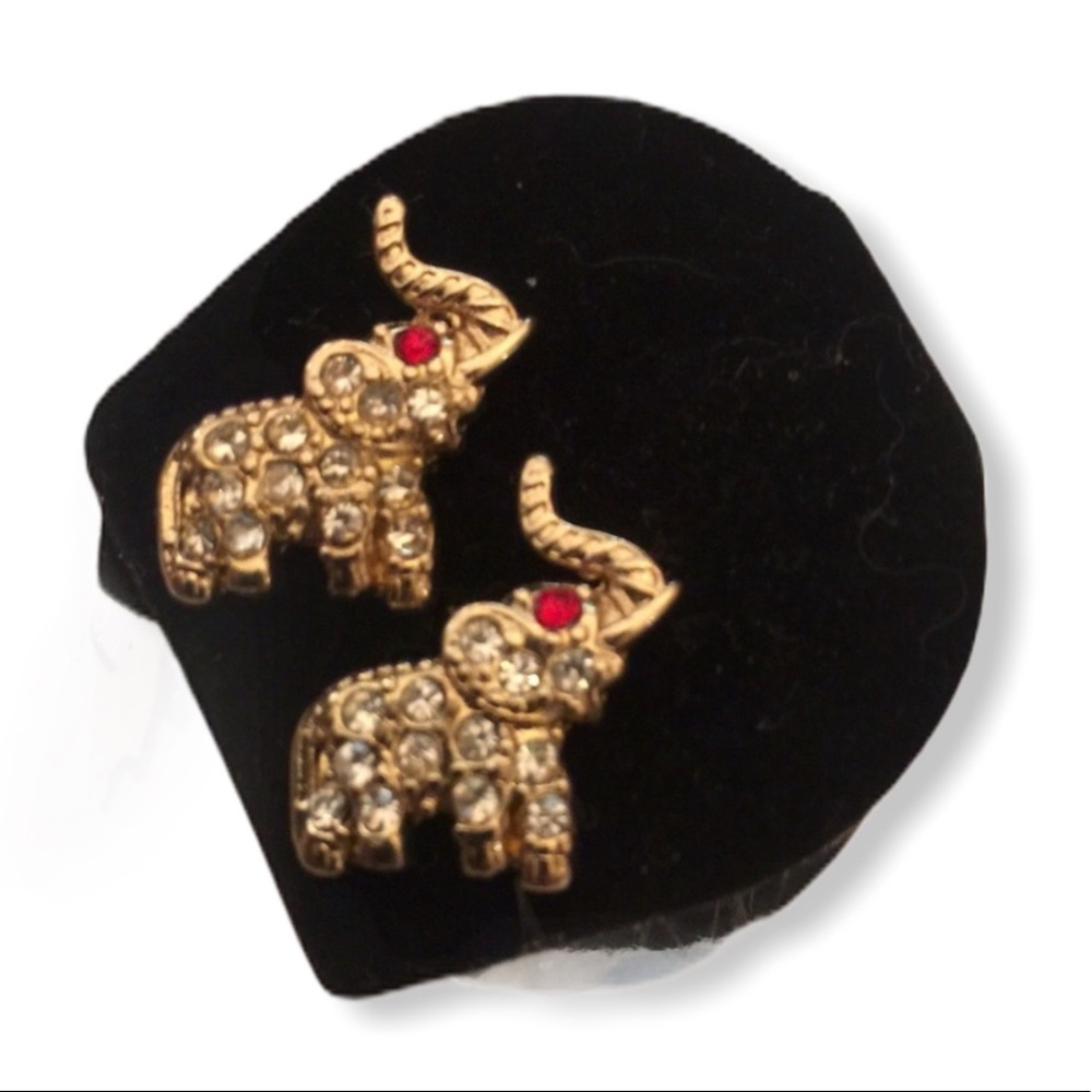 Lucky elephant cz earrings Vintage